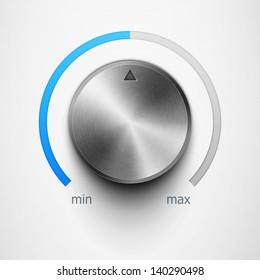 volume knob with metal texture and blue scale eps10