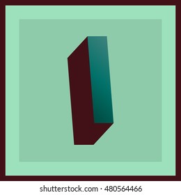 Volume letter "I" with a frame. Vector illustration