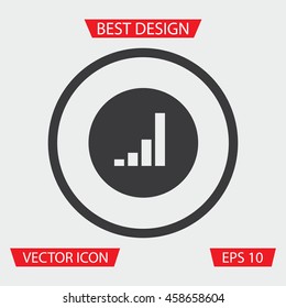 Volume Level Icon - vector illustration of volume level icon on in circle, on gray background. Media Button. Volume Sign. Flat Icon.