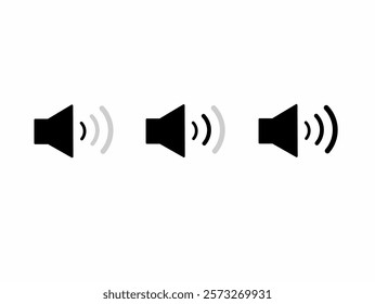 Volume level vector. Simple speaker volume icons with sound waves, vector illustration