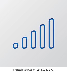 Volume levels logo simple icon vector. Flat design. Paper cut design. Cutted blue symbol with shadow. Gray background.ai
