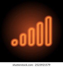 Níveis de volume logotipo ícone simples vetor. Design plano. Néon laranja no fundo preto.ai