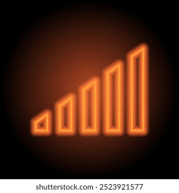 Niveles de volumen simple icono de Vector. Diseño plano. Neón naranja sobre fondo negro.ai