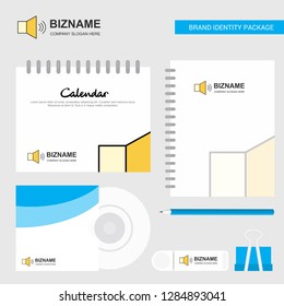 Volume  Logo, Calendar Template, CD Cover, Diary and USB Brand Stationary Package Design Vector Template