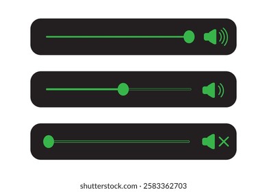 Volume low, medium and high symbol icon set on white background. Speaker icon. vector illustration.