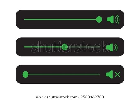 Volume low, medium and high symbol icon set on white background. Speaker icon. vector illustration.