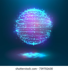 a volume luminous sphere on a dark background. abstract vector object. virtual ball hanging in the air