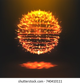 a volume luminous sphere on a dark background. abstract vector object. virtual ball hanging in the air