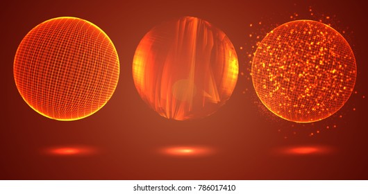 a volume luminous sphere on a dark background. abstract vector object. virtual ball hanging in the air