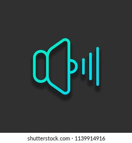 volume max icon. Colorful logo concept with soft shadow on dark background. Icon color of azure ocean