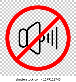 volume max icon. Not allowed, black object in red warning sign with transparent background
