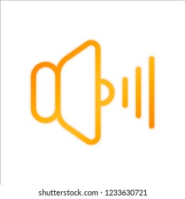 volume max icon. Orange sign with low light on white background