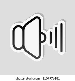 volume max icon. Sticker style with white border and simple shadow on gray background