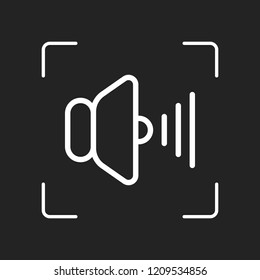 volume max icon. White object in camera autofocus on dark background