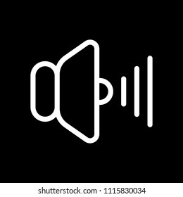 volume max icon. White icon on black background. Inversion