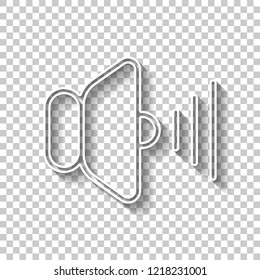 volume max icon. White outline sign with shadow on transparent background