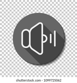 volume medium icon. flat icon, long shadow, circle, transparent grid. Badge or sticker style