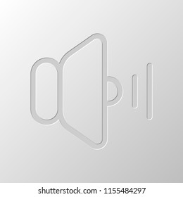 volume medium icon. Paper design. Cutted symbol. Pitted style