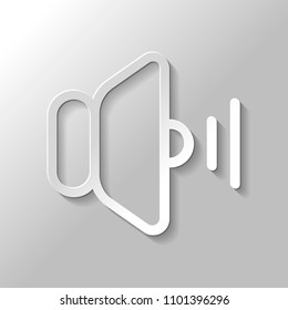 volume medium icon. Paper style with shadow on gray background