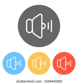 volume medium icon. Set of white icons on colored circles