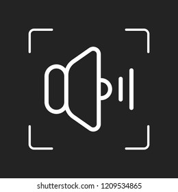 volume medium icon. White object in camera autofocus on dark background