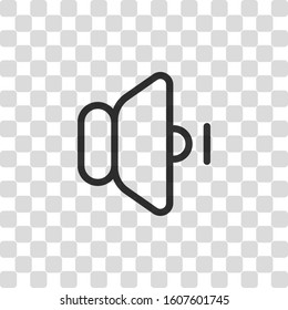 volume min icon. Black symbol on transparency grid