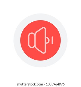 volume min icon. Icon in colored circle with gray bold border. Web button, modern flat design