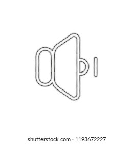 volume min icon. Dotted outline silhouette with shadow on white background