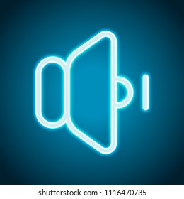 volume min icon. Neon style. Light decoration icon. Bright electric symbol