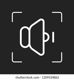 volume min icon. White object in camera autofocus on dark background