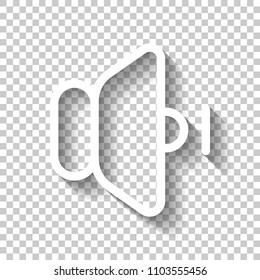volume min icon. White icon with shadow on transparent background