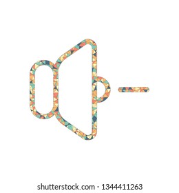 volume minus icon. Colored mosaic with polygons