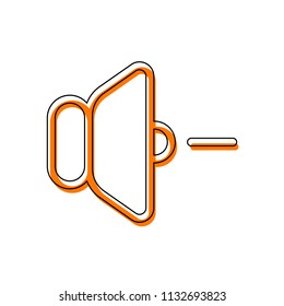 volume minus icon. Isolated icon consisting of black thin contour and orange moved filling on different layers. White background