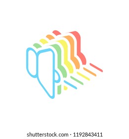 volume minus icon. Stack of colorful isometric icons on white background