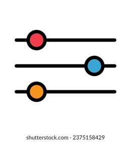 Icono de control de mezclador de volumen, botón de símbolo de sonido de filtro, ilustración de vector de signo de conmutador .