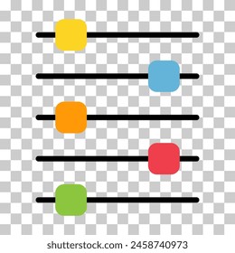 Icono de control de mezclador de volumen, Botón de símbolo de sonido Filtrar, Ilustración vectorial de señal de interruptor .