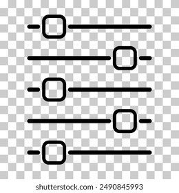 Icono de control de mezclador de volumen, Botón de símbolo de sonido Filtrar, Ilustración vectorial de señal de interruptor .