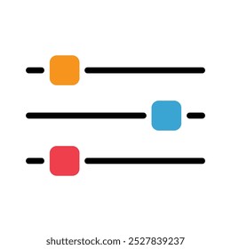 Ícone de controle de mixer de volume, botão de símbolo de som de filtro, alternar ilustração de vetor de sinal .