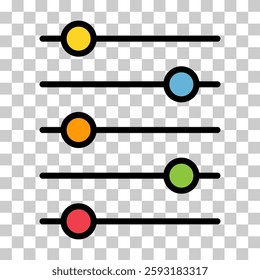 Volume mixer control icon, filter sound symbol button, switch sign vector illustration .