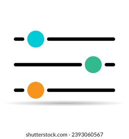 Icono de sombra del control del mezclador de volúmenes, botón del símbolo de sonido del filtro, ilustración del vector del signo del conmutador.