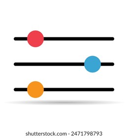 Icono de sombra de control de mezclador de volumen, Botón de símbolo de sonido Filtrar, Ilustración vectorial de señal de interruptor .