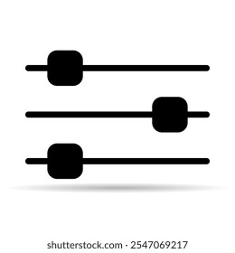 Ícone de sombra de controle de mixer de volume, botão de símbolo de som de filtro, alternar ilustração de vetor de sinal .