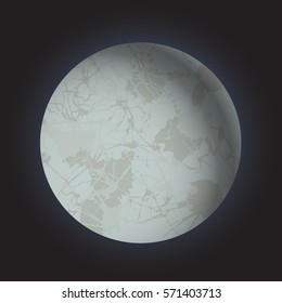 Volume moon. 3d realistic moon. Full moon on dark black background. Night  moonlight. Mystical shining moonlight. space planet. Vector illustration.
