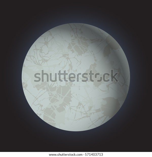 Volume moon. 3d realistic moon. Full moon\
on dark black background. Night  moonlight. Mystical shining\
moonlight. space planet. Vector\
illustration.\
