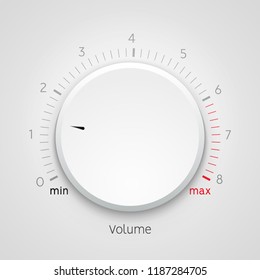 Volume music control knob icon panel. Audio knob element interface.