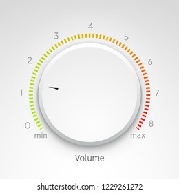 Volume music control knob icon panel. Audio knob element interface.