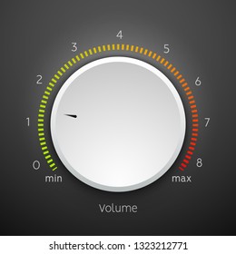 Volume music control knob icon panel. Audio knob element interface.