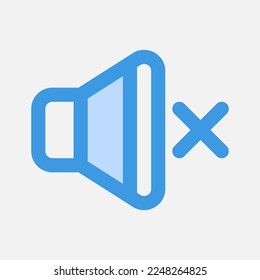 Volume mute icon in blue style about multimedia, use for website mobile app presentation