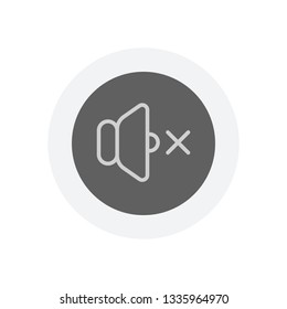 volume mute icon. Icon in colored circle with gray bold border. Web button, modern flat design