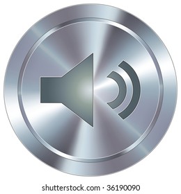 Volume or mute icon on round stainless steel modern industrial button